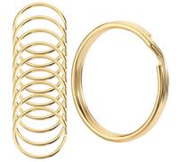 SOFPLATE 1 Box 60Pcs Flat Gold Key Rings Split Keyrings Metal 1 Inch Iron Round O Circular Open Double Loop Keychain Ring Clips Findings for Home Car Keys Keychains Crafts Organization Accessories