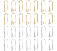 SOFPLATE 1 Box 60Pcs French Loops Earring Findings Ear Wire Hooks Gold Designer Earring Hook with 2mm Hole Silver Long Fish Dangle Earwire Accessories for Jewellery Making Supplies DIY 0.8 x 0.3 Inch