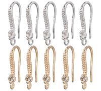 SOFPLATE 1 Box 60Pcs French Wire Earring Hooks Rhinestone Ear Wires with 1.6mm Hole Gold Silver Fishhook Accessories for Jewellery Making Supplies DIY Dangle Diamond Earrings Women 0.7 x 0.4 Inches