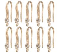 SOFPLATE 1 Box 60Pcs Gold Earring Components French Ear Wires Brass Golden Dangle Findings with Open Loop Hole Rhinestone Earwire Drop Earrings Hooks for Jewellery Making Art DIY Crafts Supplies