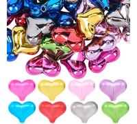 SOFPLATE 1 Box 60Pcs Heart Focal Beads Acrylic Heart Shape Beads Bulk Loose Plastic Large Plating Multi Color Valentine Spacers for Jewellery Making Findings DIY Crafts Bracelet Earring Pen Women