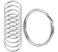 SOFPLATE 1 Box 60Pcs Metal Split Key Rings Flat Keychain Rings 1 Inch Iron Round Circle Silver Open Double Loop Keyrings Clips Findings for Home Car Keys Keychains Crafts Organization Accessories