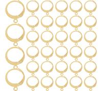 SOFPLATE 1 Box 60Pcs Real 24K Gold Plated Earrings Hooks Leverback Earring Hooks Bulk Round Huggie French Earwires Stainless Steel Lever Back Earring Findings for jewellery Making DIY Supplies Women