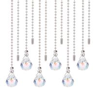 SOFPLATE 1 Box 6Pcs Claer AB Crystal Ceiling Fan Chain Pull Chain Extension 20 Inch Glass Rainbow Pendant Beaded Prism Ball Extender Fan Extension for Light Fixture Lamp Decorative Living Room Bedroom