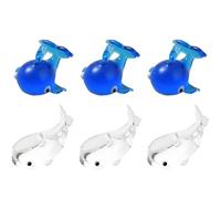 SOFPLATE 1 Box 6Pcs Glass Whale Figurines Small Glass Sea Animals Figurines Mini Blown Lampwork Clear Blue Marine Ocean Life Art Statues Collectibles Ornaments for Home Office Desktop Feng Shui Decor