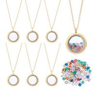 SOFPLATE 1 Box 6Pcs Stainless Steel Locket Pendants Gold