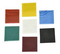 SOFPLATE 1 Box 7Pcs Fusible Glass Sheets Microwave Kiln Glass Sampler Pack Scrap Square Mosaic Tiles Art Pieces Compatible Material for Jewellery Making Craft Cabochon DIY Pendant Crafting Accessories