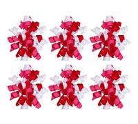 SOFPLATE 1 Box 8 Counts Gift Wrap Bows Valentines Day Curly Bows Decor Red Pink White Self Adhesive Grosgrain Ribbon Bows for Gift Wrapping Treat Bags Gifts Bag Birthday Party decorations 6 x 4 Inch