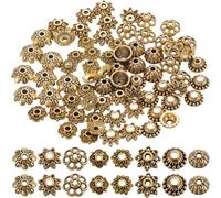 SOFPLATE 1 Box 8 Styles 240Pcs Spacer Bead Caps Jewellery Beads Caps Alloy Small Textured Flower Bali Tibetan Style Antique Gold Bead caps for Jewellery Making Necklaces Bracelets Earring Supplies DIY