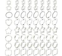 SOFPLATE 1 Box 8 Styles 80Pcs Metal Bead Frame Hollow Star Charms Small Alloy Heart Round Square O Rings Two Holes Open Connectors Fit Spacers Beads for Jewellery Making Accessories DIY Earrings Craft
