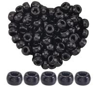 SOFPLATE 1 Box 800Pcs 9x6mm Pony Bead Black Bulk Crow Beads Halloween Party Decor Large Hole Opaque Friendship Bracelet Loose Hair Kandi Spacers for for Jewellery Making Necklace DIY Crafts Ornaments