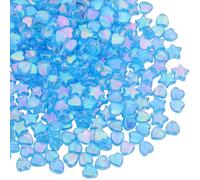 SOFPLATE 1 Box 800pcs Blue Star Beads Acrylic Star and Heart Beads Transparent Clear Small Mini Five Pointed Pentagram Star Multi Color Ab Colors Bead Bulk for jewellery Making Assorted Diy Crafting