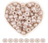 SOFPLATE 1 Box 800Pcs Pearl Seed Beads Pearl Barrel Beads Bulk Loose Small 9 X 6MM Glossy Smooth Opaque Plastic Acrylic Kandi Spacers for Jewellery Making Findings Bracelets Necklace DIY Crafts Adults