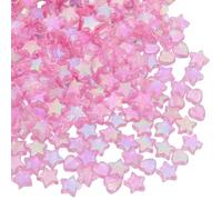 SOFPLATE 1 Box 800pcs Small Star Shaped Beads Star And Heart Shaped Beads Pink Five Pointed Tiny Mini Stars Shape Assorted Cute Loose Spacer Bead for jewellery Making Wedding DIY Gifts Accessories Cra