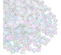 SOFPLATE 1 Box 800pcs Star And Heart Shaped Beads Clear Heart Beads Transparent Acrylic Small Five Pointed Stars Shape Assorted Loose Spacer Bead Bulk for Bracelet Necklace jewellery Making Earrings D