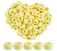 SOFPLATE 1 Box 800Pcs Yellow Seed Beads Mini Pony Beads Bulk Loose Acrylic Plastic Round 9 X 6MM Opaque Smooth Big Hole Barrel Kandi Spacers for Jewellery Making Findings Bracelets Necklace Beginner