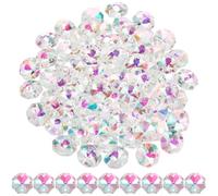 SOFPLATE 1 Box 80Pcs 18mm 2 Hole Crystal Prism Beads Crystal Octagon Beads Large Clear AB Sparkle Glass Chandelier Parts Replacement Suncatcher Spacers for Craft DIY Lamp Hanging Ornament Jewellery