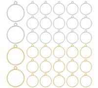 SOFPLATE 1 Box 80Pcs 2 Colors Small Open Bezel Charms Open Frame Charms Alloy Open Back Hollow Flat Round Circle Pendant Charm for Jewelry Making Charms Necklace Bracelet Earring Supplies DIY Crafts
