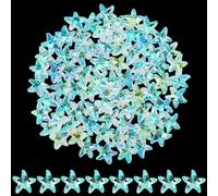 SOFPLATE 1 Box 80Pcs Clear AB Starfish Glass Beads Crystal Star Charms 2 Hole 14mm Summer Coastal Sea Stars Suncatcher Prism Hanging Faceted Sun Catcher Crystals Bulk for Jewellery Making Chandelier