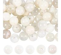 SOFPLATE 1 Box 80Pcs Crystal Agate Beads 6mm Natural Moonstone Beads Bulk Loose Round Polished Smooth Shiny Spacers for Jewellery Making Findings Earrings Bracelets Necklace DIY Crafts Gift Beginner