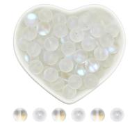 SOFPLATE 1 Box 80Pcs Glass Moonstone Beads Bulk 10mm Frosted Beads Matte Clear Transparent Round Ball Aurora Crystal Frost Spacer Loose Bead for Jewellery Making Bracelets Necklaces Earrings DIY Craft