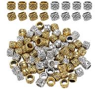 SOFPLATE 1 Box 80pcs Gold Column Spacer Beads Tibetan Spacer Beads Alloy Metal Loose Spacer Rondelle European Bead Charms Bulk for Bracelet Necklace jewellery Making Supplies Findings Accessories