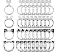 SOFPLATE 1 Box 80Pcs Metal Bead Frame Hollow Frame Pendants Straight Hole Tibetan Antique Silver Rabbit Tiger Cat Ear Animal Head Shape Hollow Beads for Bracelets Earrings Jewellery Making Supplies