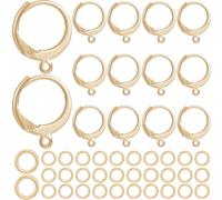 SOFPLATE 1 Box 80Pcs Real 24K Gold Plated Round Earring Hooks Leverback Earring Findings Bulk Stainless Steel Huggie French Wire with Jump Rings Earring Hooks for jewellery Making Supplies DIY Craft