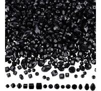 SOFPLATE 1 Box 820Pcs Black Glass Beads Faceted Rondelle Beads Round Teardrop Bicone Briolette Transparent Crystal Small Spacer Loose Bead for Jewellery Making Necklace Bracelet Supplies DIY Crafts