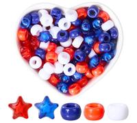 SOFPLATE 1 Box 900Pcs Independence Day Beads Red White and Blue Pony Beads Patriotic Beaded Ornament Plastic Stars Bead Bulk for 4th of July Decor DIY Craft Bracelet Necklace Jewellery Making Supplies