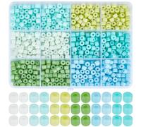 SOFPLATE 1 Box 933Pcs 6 Colors Blue Cylinder Beads Glass Tube Seed Beads Opaque Colorful Small Mini 4 x 5.5mm Column Baking Paint Spacer Bead Kits for Jewellery Making Necklaces Bracelets DIY Crafts