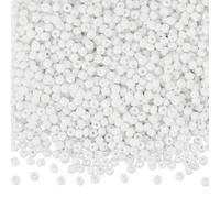 SOFPLATE 1 Box about 2000Pcs 4mm Glass Seed Beads 6/0 White Seed Beads Opaque Round Small Pony Balls for Jewellery Making Supplies DIY Earrings Bracelets Necklaces Rings Eyeglass Chains Crafts Adults