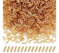SOFPLATE 1 Box about 50G 1000Pcs Glass Bugle Beads 6mm Gold Tube Beads Bulk Mirrored Embroidery Shiny Mini Long Seed Spacers for Jewellery Making Findings DIY Crafts Earrings Necklace Beginner Adults