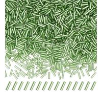 SOFPLATE 1 Box about 50G 1000Pcs Mini Glass Bugle Beads 6mm Green Glass Tube Beads Bulk Loose Sparkle Plain Color Long Seed Spacers for Jewellery Making Findings Bracelet Earring Embroidery DIY Crafts