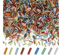 SOFPLATE 1 Box about 50G 1000Pcs Mixed Color Bugle Beads 6mm Glass Tube Beads Bulk Loose Colorful Mirrored Shiny Embroidery Seed Spacers for Jewellery Making Findings DIY Crafts Bracelet Earring Adult