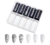 SOFPLATE 1 Box Extra Wide 4cm Black and White Lace Nail Foil Transfer Roll Lace Nail Art Foil Hollow Floral Craft Paper Decal Stickers Accessories for Manicure Tips Art DIY Making Decoration Adult