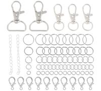 SOFPLATE 1 Box Silver Keychain Making Kit Metal Lobster Claw Clasps Various Alloy Key Chains Rings Open Jump Ring Connectors 360° Swivel Hooks for Keychains Purse Jewellery Making Findings DIY Crafts