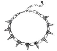 SOFPLATE 1 Box Spiked Choker Necklace Goth Necklaces 14 Inch Plastic Spike Cone Chain Choker Collar Adjustable Vintage Punk Rock Streetwear Rivet Jewelry for Women Men Party Costume Accessories Wallet