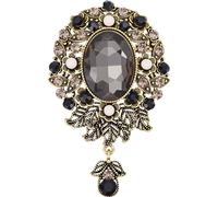 SOFPLATE 1 Box Teardrop Rhinestone Brooch Vintage Crystal Brooch Black Diamond Tear Drop Wedding Bouquet Flower Boutonniere Corsage Alloy Large Badge Lapel Pins for Women Clothes Hat Bag Accessories