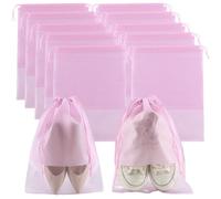 SOFPLATE 10 Pack 17.3 x 12.6 inch Clear Pouch Shoe Organizer Portable Travel Shoe Bag with Rope Drawstring Storage Bags Translucent Dustproof Packing Pouches for Travel Essentials Cosmetic Toiletry