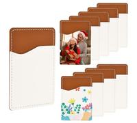 SOFPLATE 10 Pack 3.8 x 2.6 Inch Cellphone Adhesive Wallet Phone Card Holder Stick on Sublimation Blank PU Leather Transfer Rectangle Chocolate Card Pockets for Phone Back Case Vinyl Projects DIY Decor