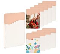 SOFPLATE 10 Pack 3.8 x 2.6 Inch Sublimation Cell Phone Wallet Blanks Phone Case Card Sleeve Rectangle PeachPuff PU Leather Adhesive Card Holder Pockets for Cellphone Back Case Vinyl Projects DIY Decor