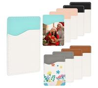 SOFPLATE 10 Pack 5 Color 3.8 x 2.6 Inch Black Phone Wallet Stick on Adhesive Cell Phone Pocket Blank Sublimation Colorful PU Leather Transfer Rectangle Card Sleeve for Cellphone Back Case DIY Decor