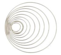 SOFPLATE 10 Sizes 10Pcs Centerpiece Rings Silver Wreath Hoops Bulk Metal Mixed Size Iron Shiny Smooth Circle Rings for Dream Catcher DIY Crafts Wall Hanging Wedding Christmas Decorations Beginner