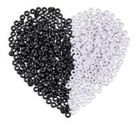 SOFPLATE 1000Pcs 2 Colors White Black Pony Beads Barrel Spacer Beads Small 9 x 6mm Opaque Plastic Large Hole Smooth Loose Spacers Findings for Jewellery Making Bracelets Necklaces DIY Crafting Decor