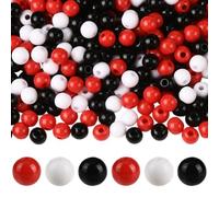SOFPLATE 1000Pcs 3 Colors 6mm Black Pearl Beads Opaque Acrylic Beads Red White Colorful Small Round Ball Imitation Pearl Loose Smooth Spacers Findings for Jewellery Bracelet Necklaces Party DIY Crafts