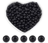 SOFPLATE 1000Pcs 6mm Black Beads Acrylic Opaque Bead Smooth Small Round Spacer Bead Plastic Ball Jewellery Loose Beads for Jewellery Making Bracelets Necklaces Earrings Supplies DIY Crafting Beginners