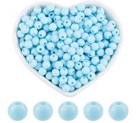 SOFPLATE 1000Pcs Blue Acrylic Bead 6mm Round Beads Smooth Opaque Sky Blue Loose Beads Small Jewellery Ball Spacer Bead for Jewellery Making Bracelets Necklaces Earrings Supplies DIY Crafting Beginners