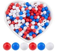 SOFPLATE 1000Pcs Blue Red White Beads Independence Day Beads 6mm Acrylic Round Small Smooth Opaque Jewellery Ball Loose Spacer Bead for Jewellery Making Bracelets Necklaces Earrings Supplies DIY Craft