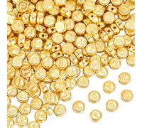 SOFPLATE 1000Pcs Gold Letter Beads Flat Round Alphabet Bead Bulk Plastic A-Z Letters Disc Pony Loose Spacer Beads for Friendship Bracelets Beading jewellery Making Necklaces Keychains Earring DIY